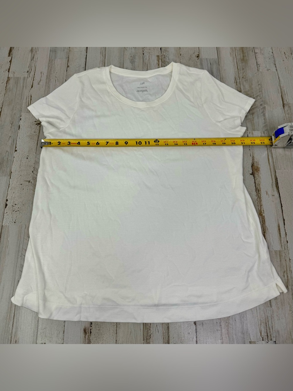 J. Jill Womens Size L White Shoulder Sleeve Tee 100% Pima Cotton - Picture 5 of 10